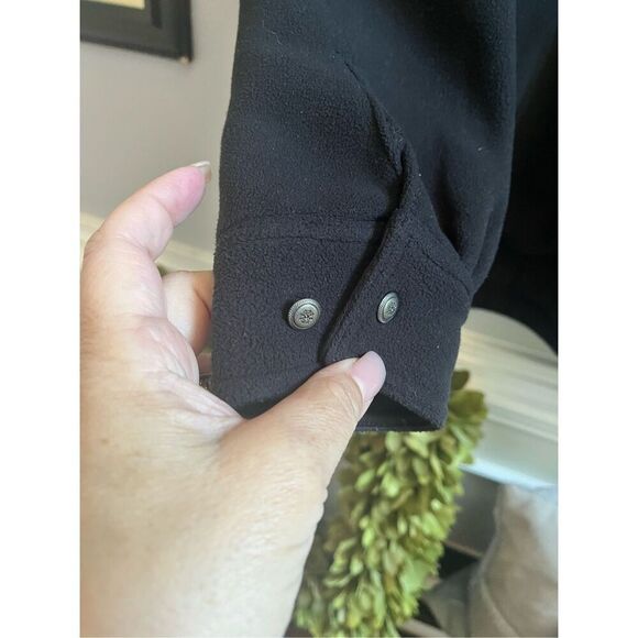 Lady Hathaway Black Fleece Button Down Shirt Shacket Sz M EUC - Picture 5 of 6